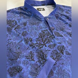 Waggle “Relief Reef” PURPLE Coral Blade Collar Golf Polo Shirt Mens 2XL XXL